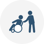 post-acute-skilled-nursing-icon Icon showing person pushing another person in wheelchair